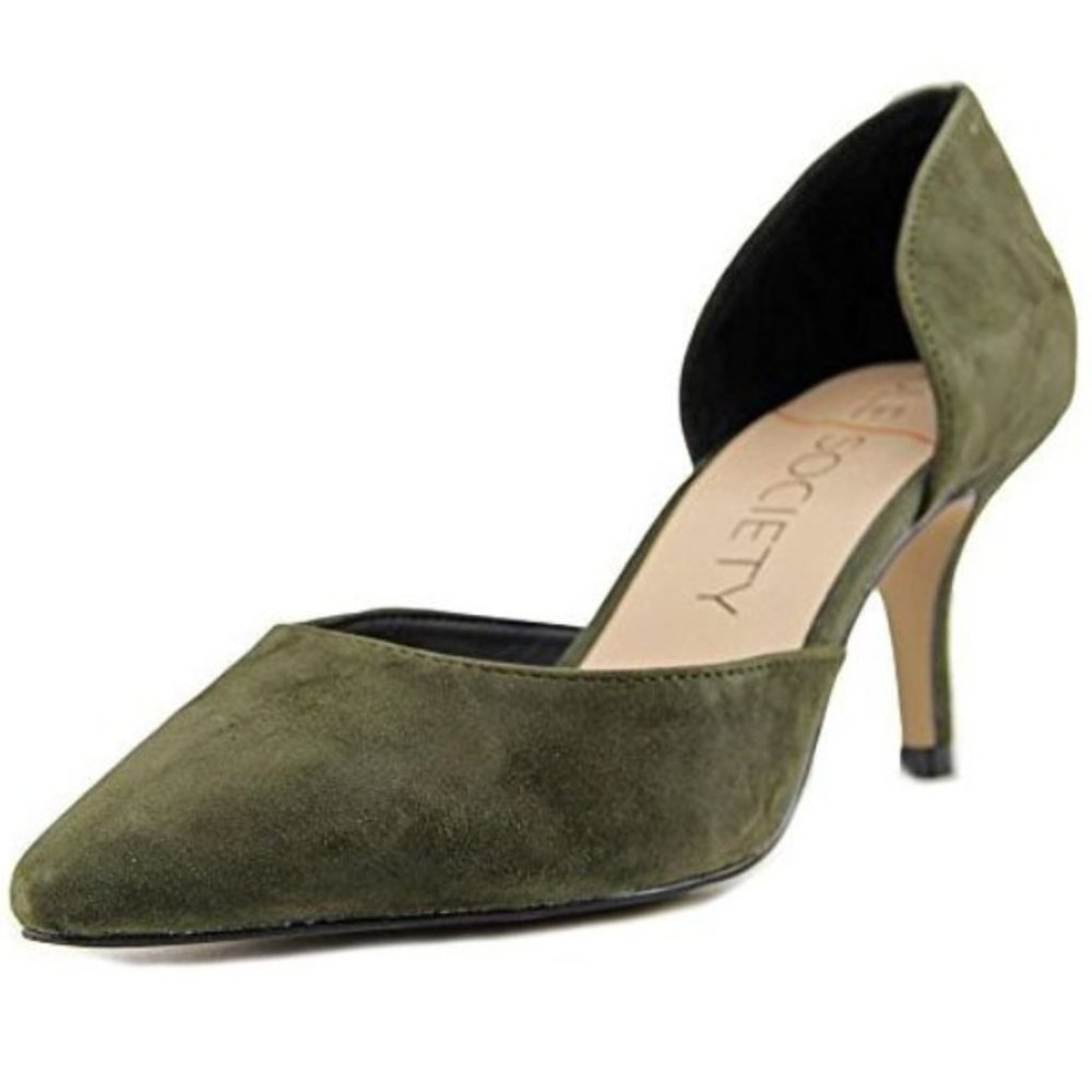 SOLE SOCIETY "REYMINA" OLIVE GREEN SUEDE D'ORSAY PUMP